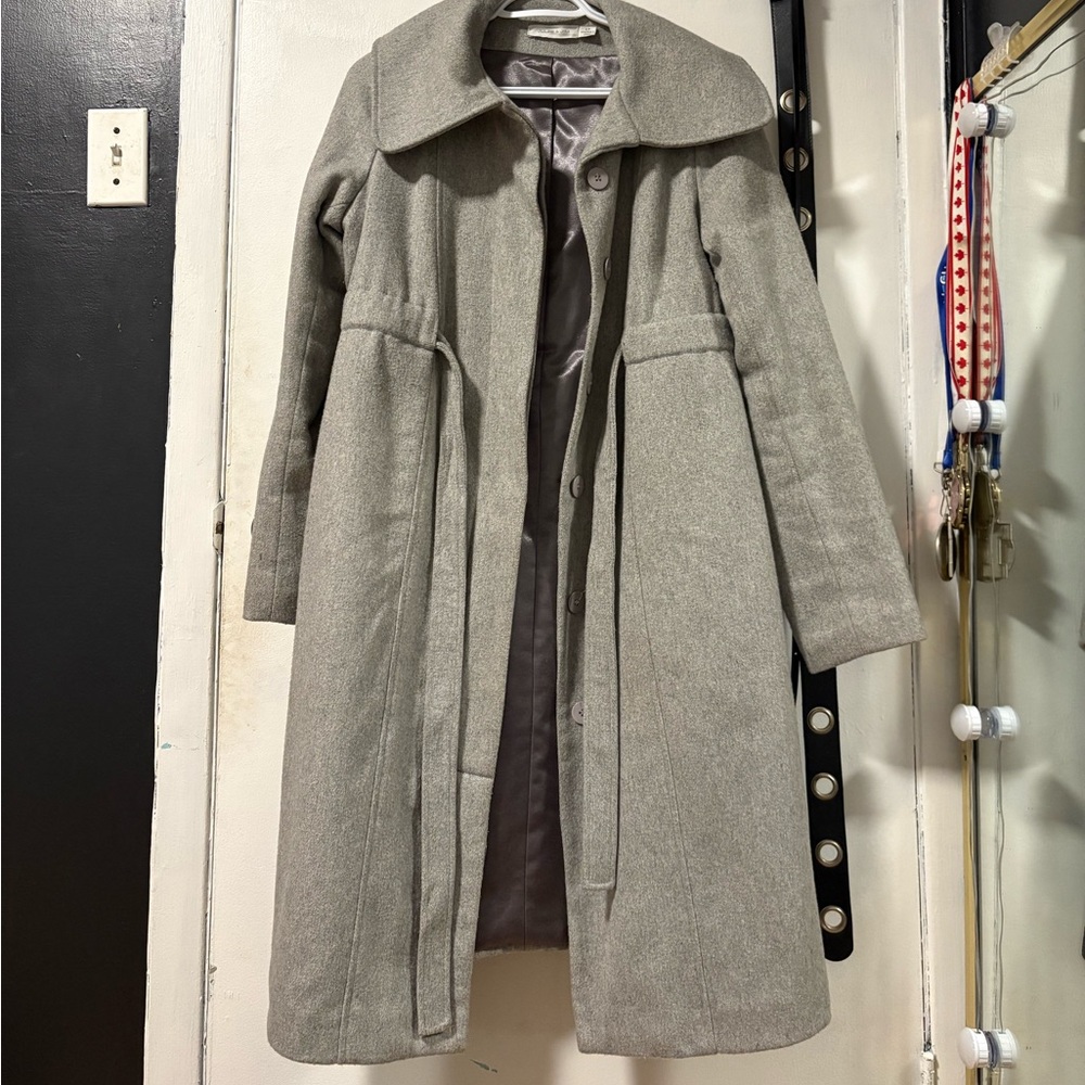 grey long coat